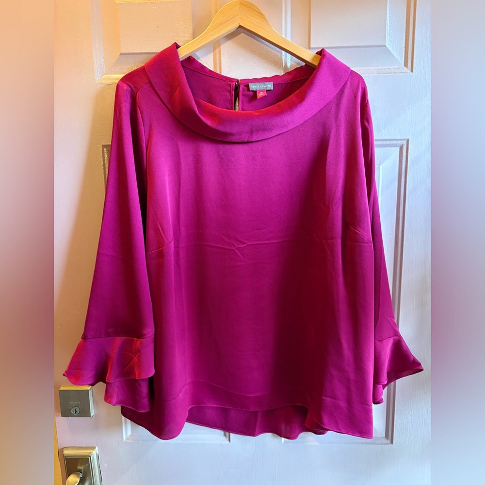 Vince Camuto Fuchsia Blouse with Ruffle Sleeves